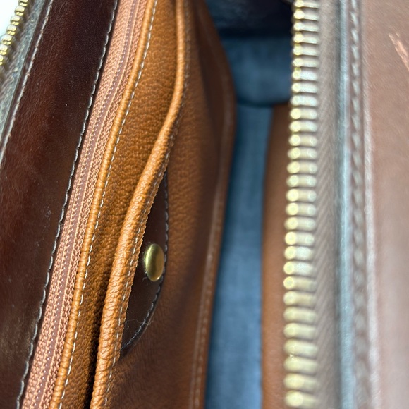 Dooney & Bourke Blue and Brown Leather Satchel - Picture 10 of 11